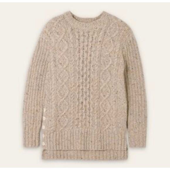Alex Mill Crew Neck Button Side Cable Knit Wool Alpaca Pullover Sweater sz Small - Picture 1 of 8